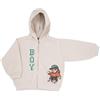 Mawi Felpa con zip e cappuccio bimbo beige stampata