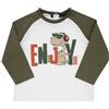 Mawi T-shirt manica lunga raglan bimbo bicolor bianco/verde