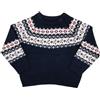 Mawi Maglia tricot bimbo blu con greca larga