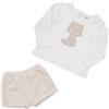 Mawi Completo maglia interlock + short morbidi bimba bianco/beige
