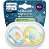 Avent Succhietti Ultra Air Night 18m+ Leopardo e Scimmia, a base vegetale - Set da 2 ciucci - Philips Avent