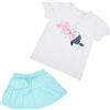 Mawi Completo t-shirt + gonna bimba bianco/azzurro stampa pesciolini