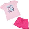Mawi Completo t-shirt + short bimba rosa/fucsia stampa sirena