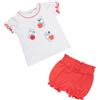 Mawi Set 2 pezzi T-shirt + short bianco/rosso stampa coniglietti