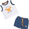 Mawi Set 2 pezzi T-shirt + short bianco/blu stampa granchietto
