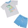 Mawi Set t-shirt + short jersey bimbo grigio/azzurro "my croco"