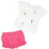 Mawi Set 2 pezzi t-shirt + short bimba bianco/rosa