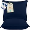 Utopia Bedding Cuscini Letto (Set di 2), 60 x 60 cm Guanciali Letto Coppia, 3D Fibra di Poliestere (Blu Navy)