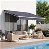 VEVOR Tenda da Sole Retrattile Manuale 300 x 250 cm uso Esterno, Tendaggio Parasole Regolabile, Realizzato in Poliestere Impermeabile Grigio, con Manovella, per Ristoranti Bar Terrazze Porte Cortili
