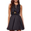 ELISABETTA FRANCHI ABITO IN DUCHESSE CON DETTAGLIO GIOIELLO - AB87261E2 - nero