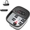 Snailax Pediluvio pieghevole con massaggio e riscaldamento, pediluvio con ruote shiatsu, 14 livelli di riscaldamento, bolle, luce rossa, timer, pedana elettrica 35℃-48℃, massaggiatore per piedi