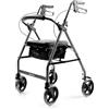 Reliance Medical Muve Deambulatore con Sedile per Anziani e Disabili - 4 Ruote Stabili, Rollator da Esterno e Interno, Freni di Sicurezza, Pieghevole, Supporto Mobilità Assistita
