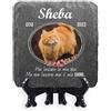 AIGAT Targa commemorativa Quadrata Personalizzabile con Nome, Data e Foto, 10 x 10 cm, con Supporto, per Animali Domestici, Gatti, Cani, Ardesia, Zampe, Tomba - Cornice Floreale Foto