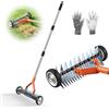 Hondony Scarificatore manuale da giardino, manico telescopico, lunghezza massima 1,66 m, rimozione di paglia e muschio, struttura in acciaio premiata con manico Twist Lock