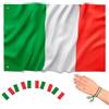 BIORYC ® Bandiera Italia 90x150cm grandi in poliestere ad alta densità rinforzato + 5 adesivi + braccialetto italiano | resistente alle intemperie | ideale per barca | Mondiale di calcio 2026