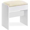 VASAGLE KAILYN Collezione - Sgabello Toeletta Trucco, Sgabello Imbottito Trucco, Velluto, Piedini Antiscivolo, Camera da Letto Armadio Ingresso, Stile Moderno, Bianco Opaco e Bianco Crema RDS001WD01