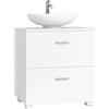 VASAGLE CUSTOS Collection - Mobile Sottolavabo con 2 Ampi Cassetti, Mobile da Bagno con Piedi Alti, Adatto a Diversi Tipi di Lavabi, 30 x 60 x 63,8 cm, Bianco Nuvola BBK521WB01