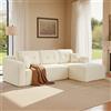 VASAGLE Divano Angolare, Divano Modulabile 244 cm, Consegnato Compresso in Collo, Senza Montaggio, con Ampia Chaise Longue a Destra, per Soggiorno, Camera degli Ospiti, Bianco Crema LCS184WD01