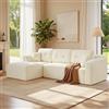 VASAGLE Divano Angolare, Divano Modulabile 244 cm, Consegnato Compresso in Collo, Senza Montaggio, con Ampia Chaise Longue a Sinistra, per Soggiorno, Camera degli Ospiti, Bianco Crema LCS183WD01