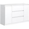 MebLocker Cassettiera con 3 Cassetti e 2 Ante - Settimino 140x80x40 cm - Cassettiera Salvaspazio per la Camera da Letto e Soggiorno - Armadio con Cassetti dal Design Moderno - Bianco