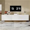 Soweiz Mobile TV, moderno con vano portaoggetti, design arrotondato, gestione dei cavi, parte anteriore della trama, bianco, console multimediale MDF soggiorno, 170 L x 40 W x 47 H (cm)