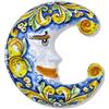 SICILIA BEDDA CAPACI Luna in Ceramica di Caltagirone, h 23/25 cm ca. (1Unità) Varie opzioni Colore e Decoro Casuale - Blue