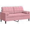 vidaXL Divano a 2 Posti con Cuscini Rosa 140 cm in Velluto, divano, sofà, divano imbottito, divanetto, poltrona, divano lounge, divano da soggiorno