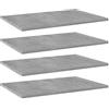 vidaXL Ripiani per Libreria 4pz Grigio Cemento 60x40x1,5cm Multistrato