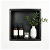 Bernkot Nicchia Doccia, Nicchia a Parete Senza Telaio Mensola Bagno 30x30 cm Acciaio Inox, Nero