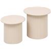ATMOSPHERA CREATEUR D'INTERIEUR Atmosphera - Set di 2 tavolini impilabili Eino Beige, rotondi, diametro 40 cm, design scanalato - Per soggiorno, camera da letto, tavolino d'appoggio