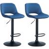CLP Set di 2 sgabelli da Bar Camden I Rivestimento in Velluto, Colore:Blu, Materiale Base:Metallo Nero Opaco