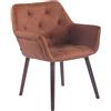 CLP Sedia Poltroncina Cassidy In Similpelle Vintage E Legno I Sedia Design Rétro Con Braccioli I Sedia Ospite Imbottita, Colore:marrone, Colore del telaio:noce
