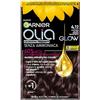 Garnier Olia Glow, Colorazione Permanente Senza Ammoniaca, Copre il 100% dei Capelli Bianchi, Con Oli di Fiore di Origine Naturale, Formula Vegana, Castano Scuro Freddo Iridescente