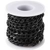 Craftdady, Rotolo da 5 metri di catena in alluminio nero a maglia barbazzale non saldata, con bobina, maglie di 10 x 6,5 mm, per gioielli e collane, 5 m