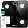 HOMEDE RunSTAR FG 2210 bilancia per l'analisi corporea con APP per peso, grasso corporeo, BMI, massa muscolare/ossa, acqua corporea e molto altro. Precisa, fino a 180 kg