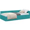 vidaXL Struttura letto ad angolo con testiera turchese 90 cm x 190 cm in velluto