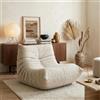 en.casa Poltrona da terra 'Kodsø' imbottita con schienale 75 x 90 x 100 cm in ciniglia beige