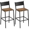 HOMCOM Set 2 Sgabelli da Bar con Schienale e Poggiapiedi Integrato in Stile Industriale, Marrone Rustico | Aosom Italy