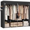 SONGMICS Guardaroba, Armadio Portatile, 4 Barre Appendiabiti, Ripiani, 4 Tasche Laterali, 45 x 170 x 167 cm, Grande Capienza per Camera da Letto, Soggiorno, Nero Inchiostro RYG094B02
