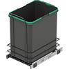 Emuca - Pattumiera per differenziata Recycle 35L da cucina, fissaggio sul fondo, estrazione manuale, senza coperchio, Plastica grigio antracite