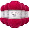 Utopia Crafts Velvet Lux - Filato di ciniglia super morbido per lavorare a maglia e uncinetto, 5 confezioni da 100 g (fucsia reale)
