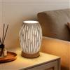 Comely Lampada da Tavolo Vintage Stile per Soggiorno per la Camera da Letto, Retrò Industriale E27 Luce al Letto, Paralume in Gabbia in Metallo in Legno, Nera (MAX 60W, Senza Lampadina)
