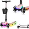 LIONELO Monopattino Bambino a 3 Ruote MEY per bambini da 3 anni fino a 50kg, Monopattino per Bambini con Illuminata e Ruote a LED, Altezza Regolabile, Pedana Antiscivolo, laggero, Cestino (MEY, Rosa)