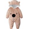 Minizone Bambino Pagliaccetto con Cappuccio Flanella Jumpsuit Tute da neve con Piedi Inverno Tutina, 9-12 Mesi