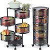 BAKAJI Carrello Trolley Cucina in Metallo con 5 Ripiani a Cesto Apribili e 4 Ruote girevoli a 360 Gradi Trolley Salvaspazio Arredamento Casa Cucina Dimensione 85 x 30 cm Design Moderno (Rotondo)