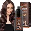 AMZSEA Shampoo colorante per capelli neri, neri per la copertura dei capelli grigi, Shampoo colorante istantaneo per a base di erbe per donne e uomini 420ml (Dark Brown)