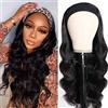Rebasar Parrucca Donna Capelli Veri Umani Body Wave Human Hair Wigs Headband Wig for Donna Parrucca Ondulati No Lace Brazilian Human Hair Wigs 150% Density Natural Black Color 14 Inch
