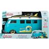 Majorette - VW The Originals Carry Case VW T1, 212055010, +3 anni, sistema a ruota libera, può contenere 9 auto da 7,5 cm, inclusa 1 auto, vano motore apribile, con luci e suoni