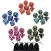 CREEBUY Set di Dadi Poliedrici DND, Confezione da 5 Set di Dadi Vintage con Motivo Drago Compatibili con Dungeons and Dragons D&D Giochi RPG, 35 Pezzi (5 Colori con Nero)