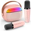 Gralal Karaoke con Microfono Bambini, Regalo Bambina 3-12 Anni Microfono Karaoke per Bambini Giochi Bambina 3-12 Anni Femmina Giocattoli Bambina 4-10 Anni Cassa Karaoke con 2 Microfoni Natale